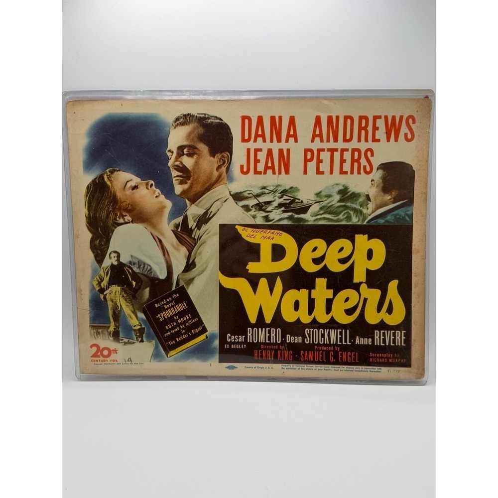 Vintage Deep Waters Lobby Card Dana Andrews Jean Peters 1948 20th Century Fox